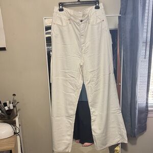 H&M White Wide-Leg High-Rise Jeans